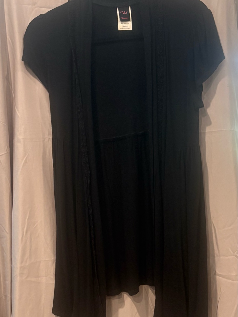 Women's Black Short Sleeve Open Cardigan